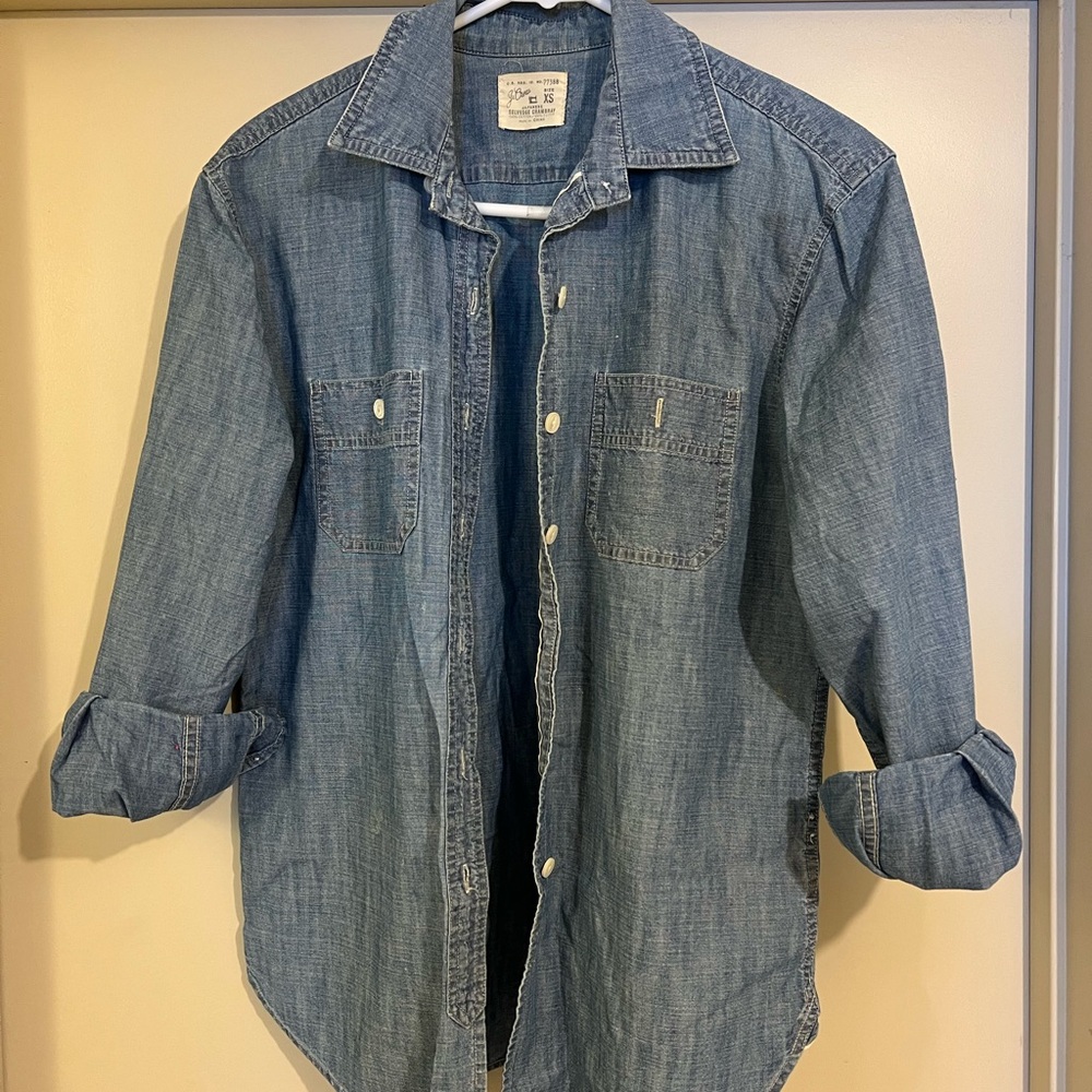 J. Crew Blue Casual Button Down Shirt Relaxed Fit